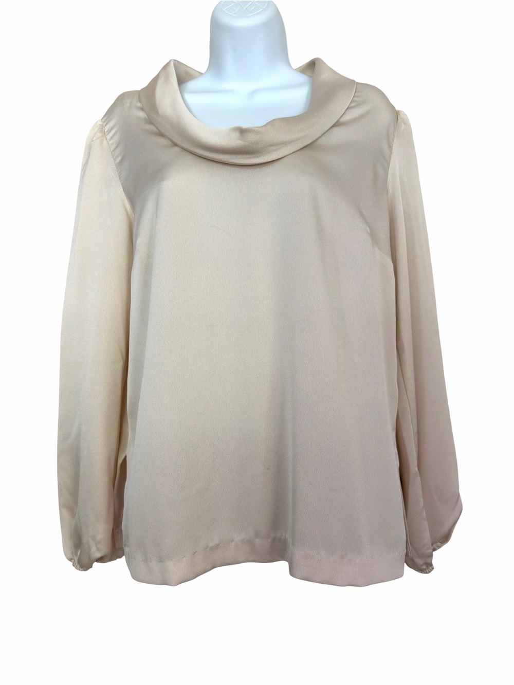 Vince Camuto Cream Draped Cowl Neck Top Size Medium Office Business Evening Soft